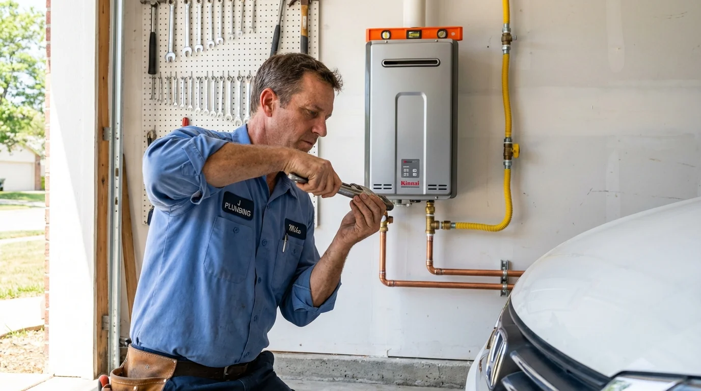 Tankless water heater installation by a Johns Plumbing LLC plumber in Palmdale